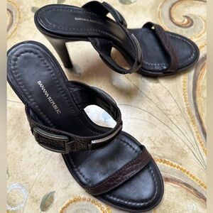 Banana Republic Brown Leather Buckle Strap Heels – Size 8, 4” Heel